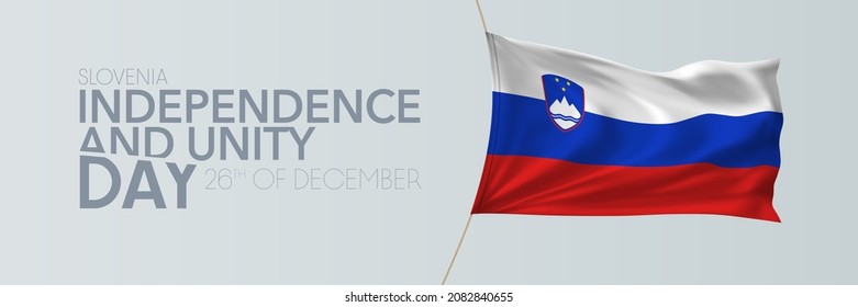 Slowenien Unabhängigkeit und Einheit Tag Vektorbanner, Grußkarte. Slowenische Flagge im 26. Dezember nationalen patriotischen Urlaub horizontalen Design