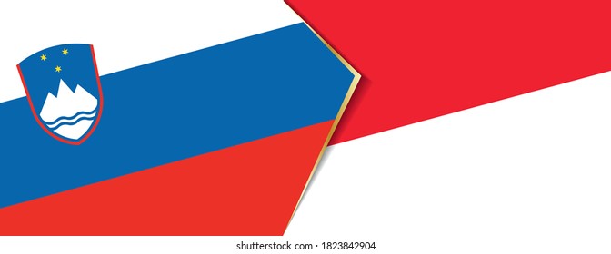 Banderas de Eslovenia e Indonesia, dos banderas vectoriales símbolo de relación o enfrentamiento.