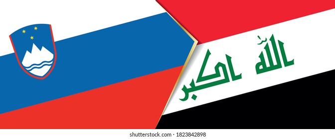 Slowenien und Irak-Flaggen, zwei Vektorflaggen Symbol für Beziehung oder Konfrontation.