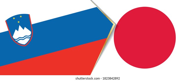 Slovenia and Japan flags, two vector flags symbol of relationship or confrontation.