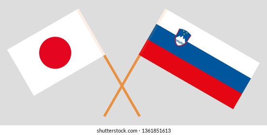 Slovenia and Japan. The Slovenian and Japanese flags. Official colors. Correct proportion. Vector illustration
