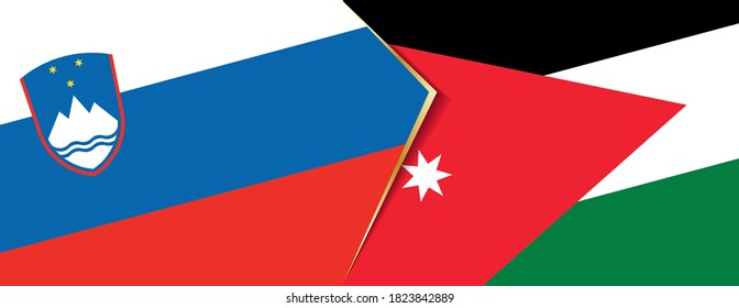 Slovenia and Jordan flags, two vector flags symbol of relationship or confrontation.