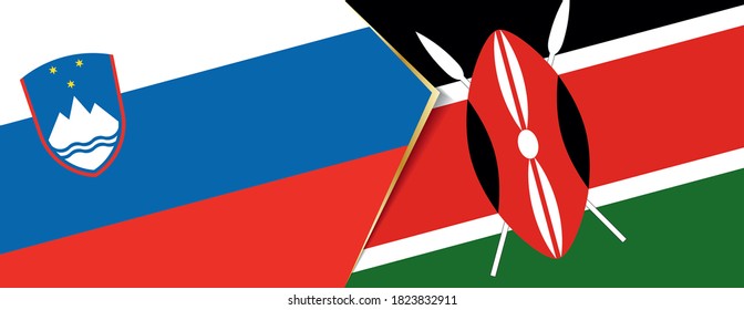 Banderas de Eslovenia y Kenia, dos banderas vectoriales símbolo de relación o enfrentamiento.