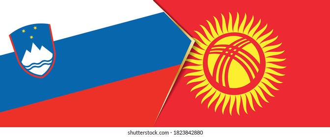 Slovenia and Kyrgyzstan flags, two vector flags symbol of relationship or confrontation.