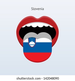 Slovenia language. Abstract human mouth. Vector illustration.