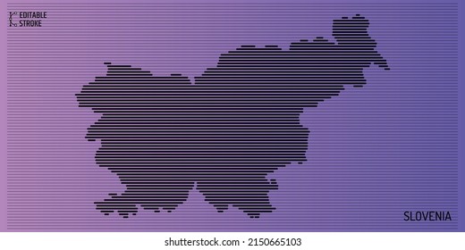 Slovenia line map. Editable stroke vector illustration. Line thickness can be changed.