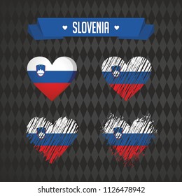 Slovenia with love. Design vector broken heart with flag inside.