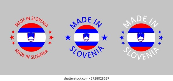 Eslovenia Hecho en sello en círculo con bandera sobre fondo blanco