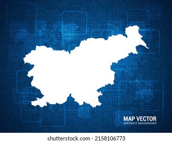 Mapa esloveno con textura de tablero de píxeles con tecnología de fondo azul abstracto.