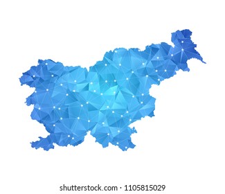 Slovenia Map - Abstract geometric rumpled triangular low poly style gradient graphic on white background , line dots polygonal design for your . Vector illustration eps 10.