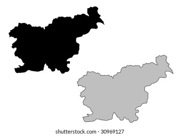 Slovenia map. Black and white. Mercator projection.