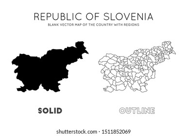 Slovenia map. Blank vector map of the country with regions. Borders of Slovenia for your infographic. Vector illustration.