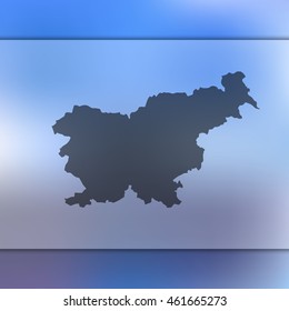 Slovenia map. Blurred background with silhouette of Slovenia map. Vector silhouette of Slovenia map