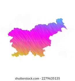 Slovenia map in colorful halftone gradients. Future geometric patterns of lines abstract on white background. Vector Illustration Eps10.