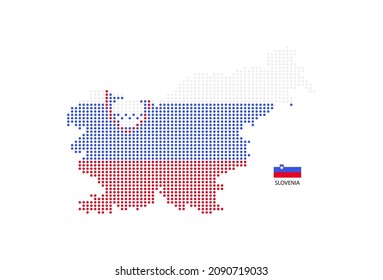 Slovenia map design by color of Slovenia flag in circle shape, White background with Slovenia flag.