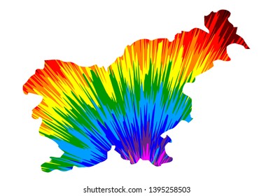 Slovenia - map is designed rainbow abstract colorful pattern, Republic of Slovenia map made of color explosion,