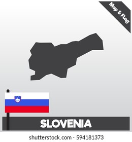 slovenia map and flag with flat style and dark color eps.10