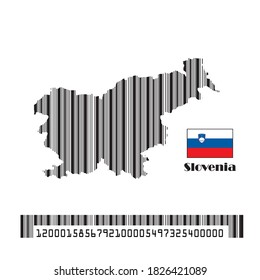 Slovenia map flag made bar code, vector illustration.