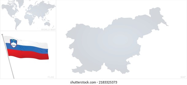 Karte und Flagge Sloweniens. Vektorgrafik
