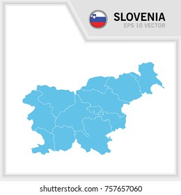 Slovenia map and flag in white background