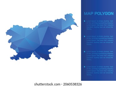 Slovenia map in geometric blue polygonal style modern design on white background. Vector illustration map in geometric blue polygonal style modern design on white background. Vector illustration.