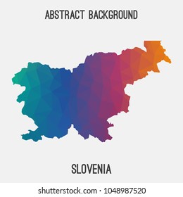 Slovenia map in geometric polygonal,mosaic style.Abstract tessellation,modern design background,low poly. Geometric cover, mockup. Vector illustration.