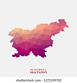 Slovenia map in geometric polygonal,mosaic style.Abstract tessellation,modern design background,low poly. Geometric cover, mockup. Vector illustration.
