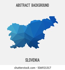 Slovenia map in geometric polygonal,mosaic style.Abstract tessellation,modern design background,low poly. Vector illustration.