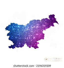 Slovenia map in geometric wireframe blue with purple polygonal style gradient graphic on white background. Vector Illustration Eps10.