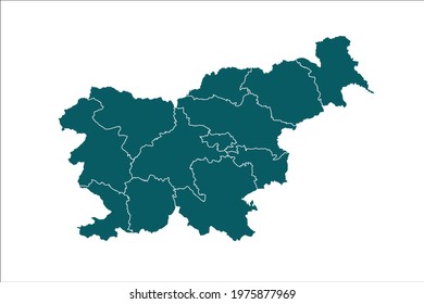 Slovenia Map Green Color on White Backgound