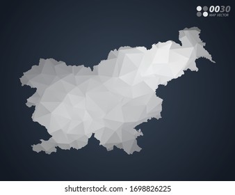 Slovenia map grey polygon red triangle mosaic with dark background. style gradient vector.