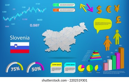 Slovenia map info graphics - charts, symbols, elements and icons collection. Detailed Slovenia map with High quality business infographic elements.