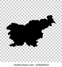 Slovenia map isolated on transparent background. Black map for your design. Vector illustration, easy to edit.