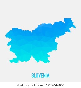 Slovenia map low poly geometric polygonal,mosaic style,abstract tessellation,modern design background. Geometric cover, mockup. Vector illustration EPS10.