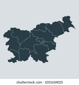 Slovenia map on gray background vector, Slovenia Map Outline Shape Gray on White Vector Illustration,
