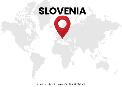 Slovenia map on transparent background. Slovenia map with country highlighted with location symbol. Vector illustration of Slovenia map with pin location.