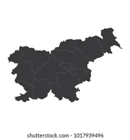 Slovenia map on white background vector, Slovenia Map Outline Shape Black on White Vector Illustration, High detailed black illustration map -Slovenia.
