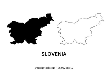 slovenia map in outline style, black color, gray color	