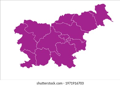 Slovenia Map pink Color on White Backgound