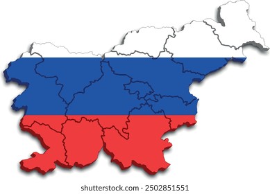 SLOVENIA MAP WITH ITS PROVINCES AND POLITICAL ADMINISTRATIVE DIVISIONS WITH FLAG