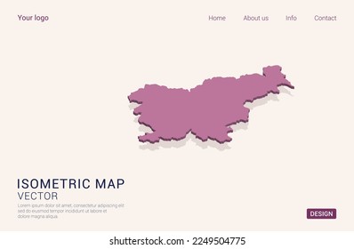 Slovenia map purple on white background with 3d isometric vector illustration