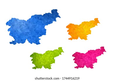Mapa de Eslovenia - Conjunto de fondo gráfico de gradiente triangular triangular triangular de bajo estilo de polo geométrico, diseño poligonal para su ,Vector eps 10.