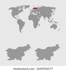 Slovenia Map Set with World Location.