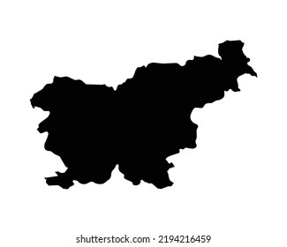 Slovenia Map. Slovene Country Map. Black and White Slovenian National Nation Geography Outline Border Boundary Territory Shape Vector Illustration EPS Clipart