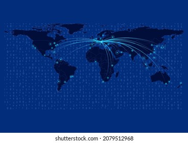 Slovenia map for technology or innovation or export concepts. Connections of the country to major cities around the world. File is suitable for digital editing and prints of all sizes.