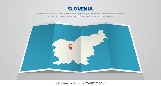 slovenia map travel with capital pin tag location design Illustration