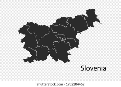 Slovenia map vector, black color. isolated on transparent background