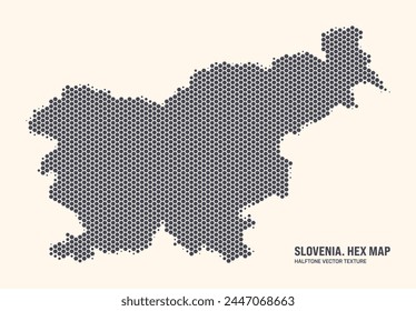 Slovenia Map Vector Hexagonal Halftone Pattern Isolate On Light Background. Hex Texture in the Form of a Map of Slovenia. Modern Technological Contour Map of Slovenia for Design or Business Projects