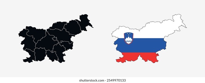 Icono de Vector de Mapa de Eslovenia. Mapa de Eslovenia en colores de Bandera.
