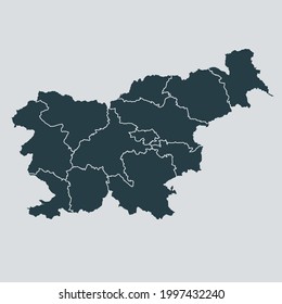 Slovenia map vector, isolated on gray background